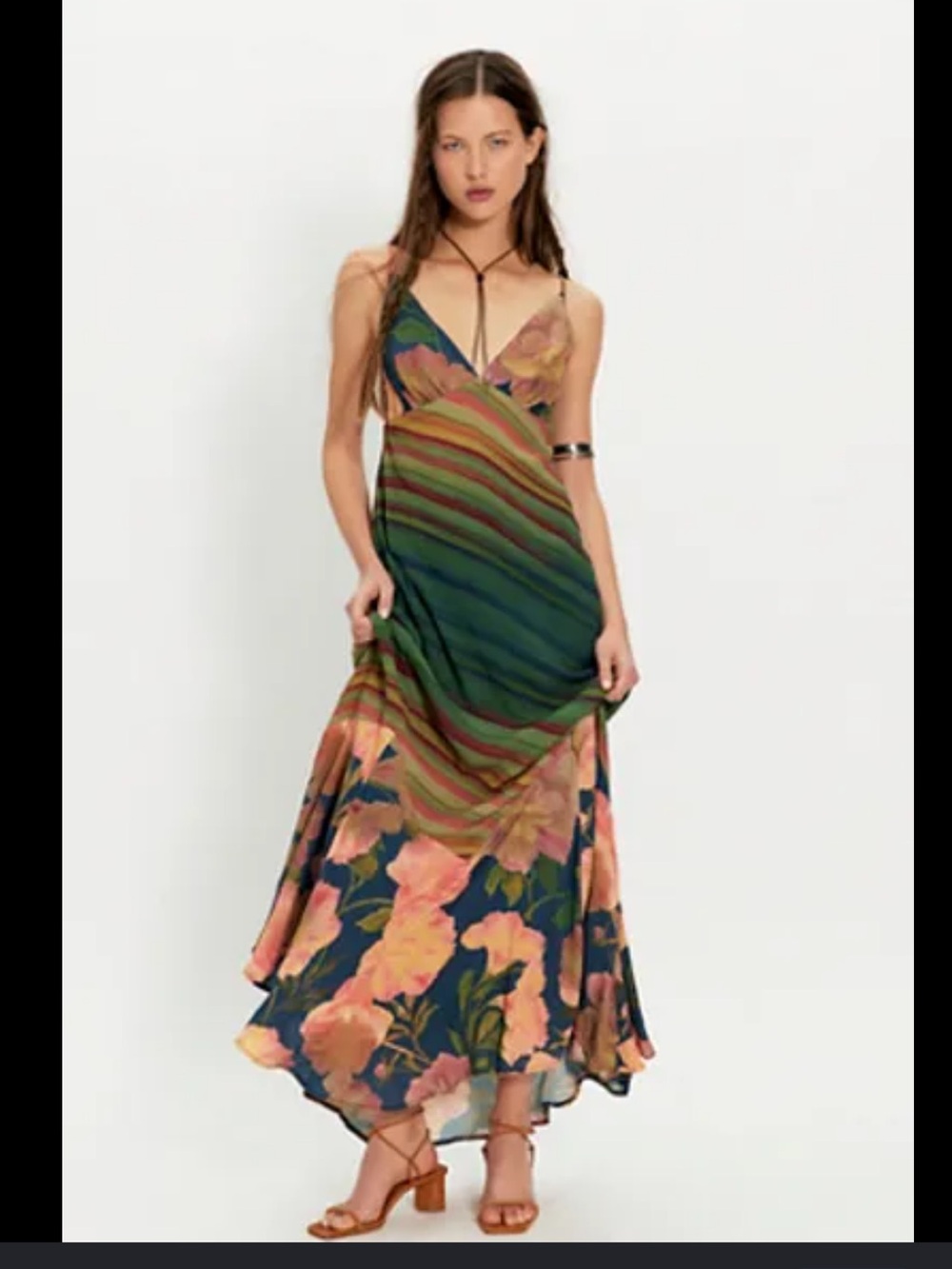 Free People Painted Sands Multi-Color Striped Slip Maxi Dress